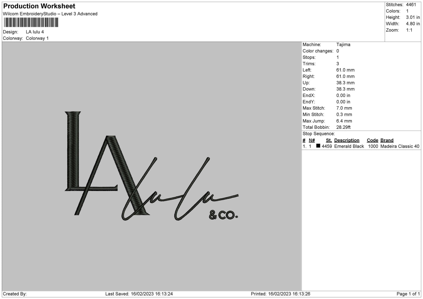La Lulu Embroidery File 6 sizes