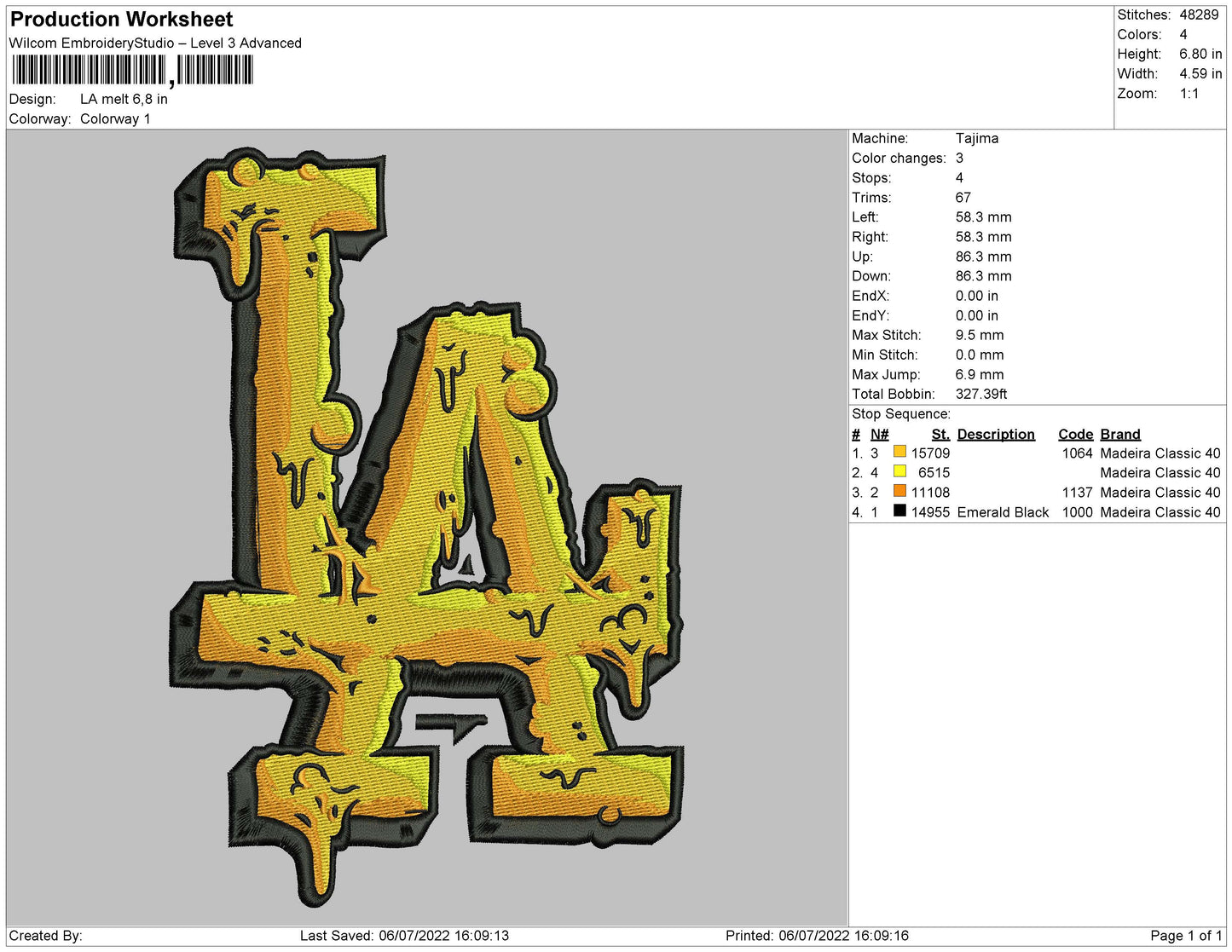 LA Melt Embroidery File 4 sizes