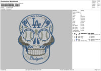 LA Skull Embroidery File 6 sizes