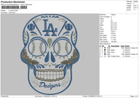 LA Skull Embroidery File 6 sizes