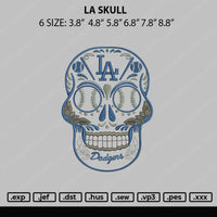 LA Skull Embroidery File 6 sizes