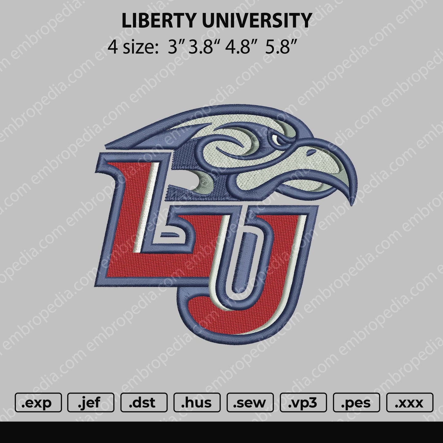 Liberty University Embroidery File 4 size