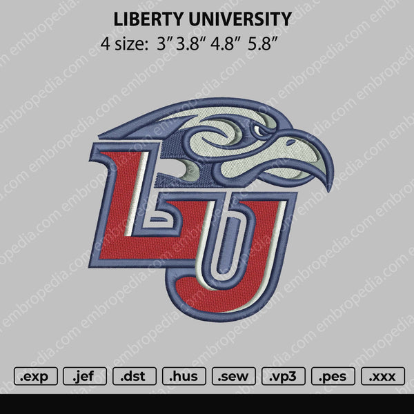 Liberty University Embroidery File 4 size
