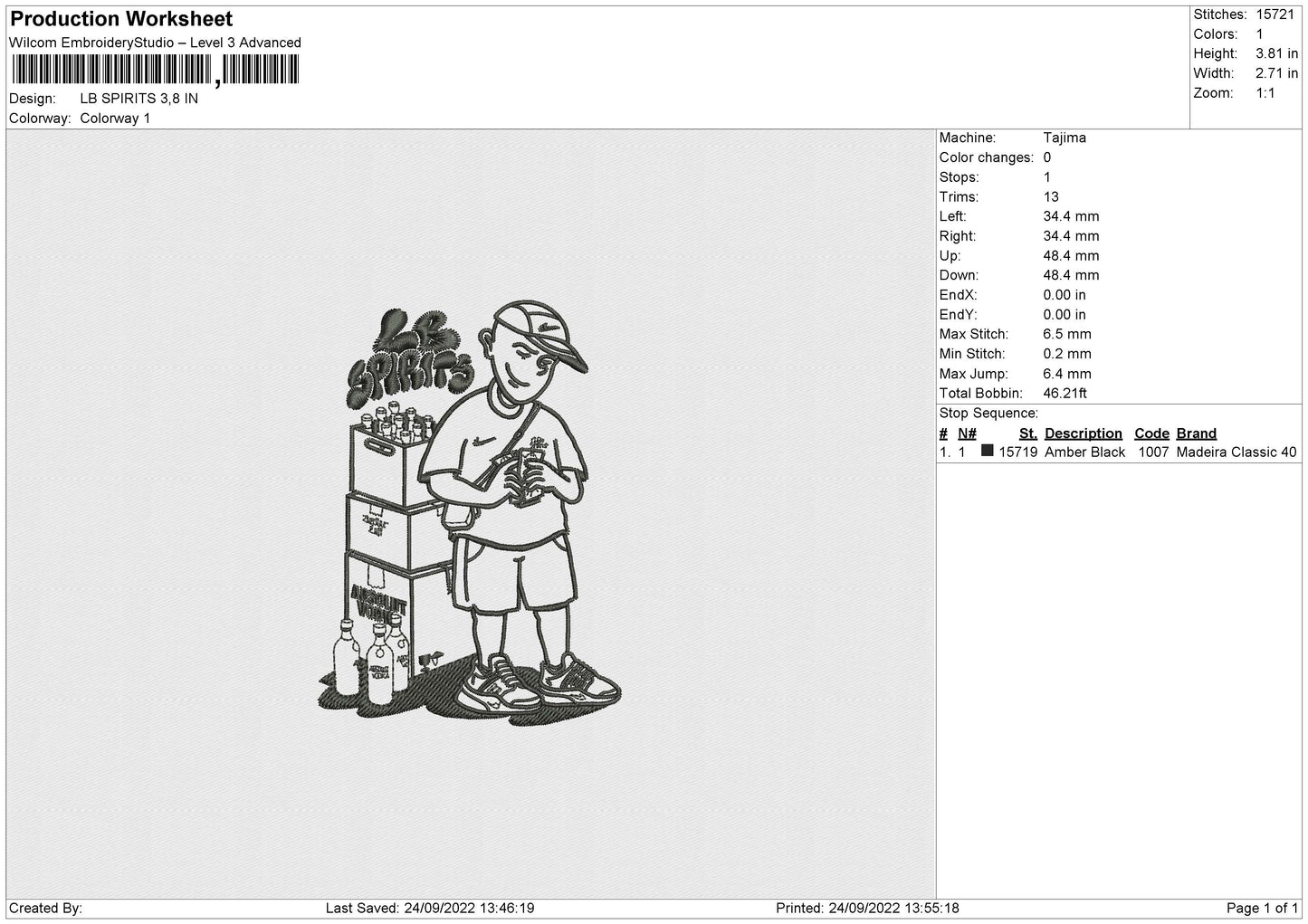 LB Spirits Embroidery File 5 sizes