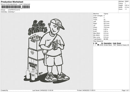 LB Spirits Embroidery File 5 sizes
