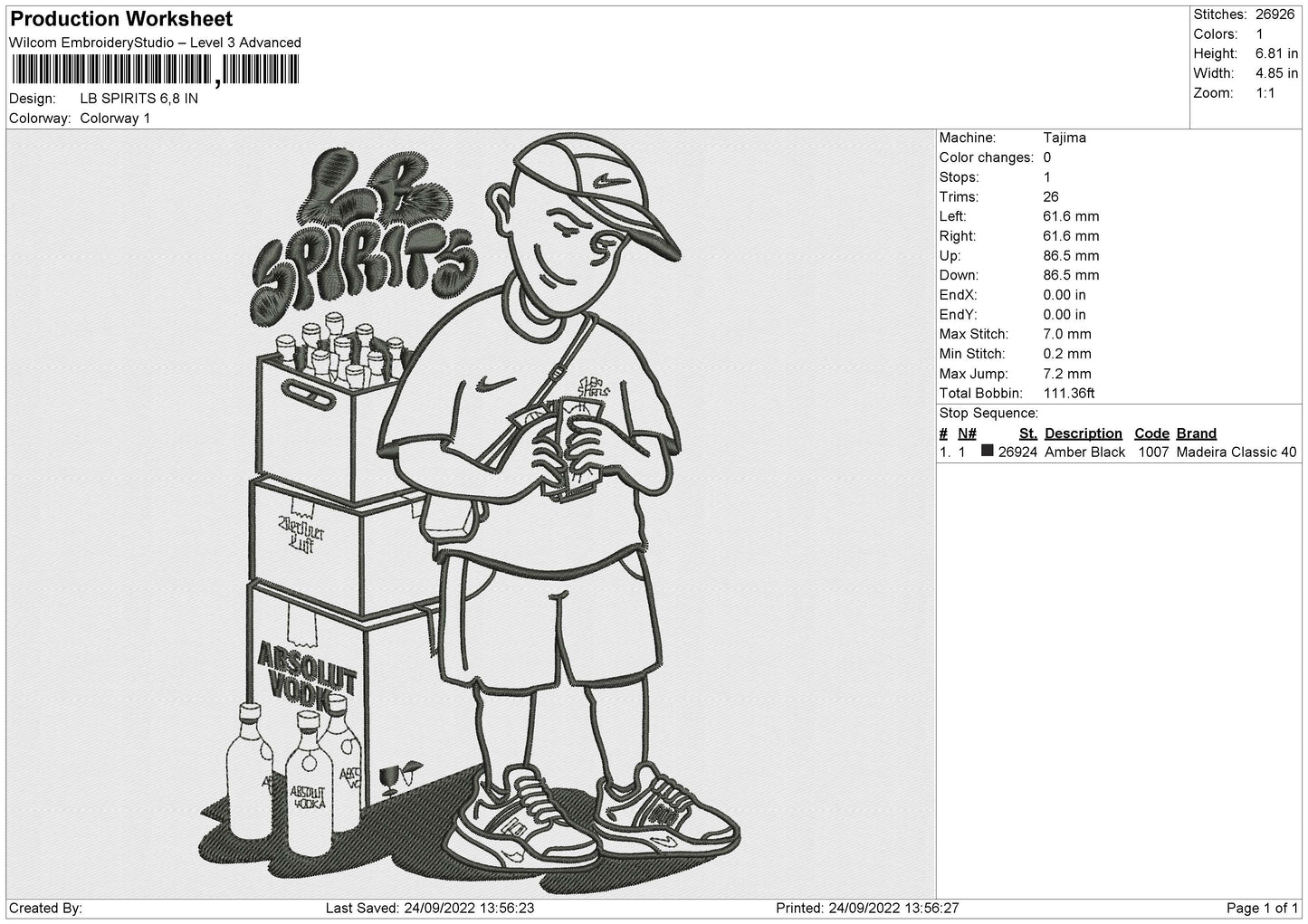 LB Spirits Embroidery File 5 sizes