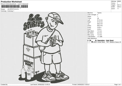 LB Spirits Embroidery File 5 sizes