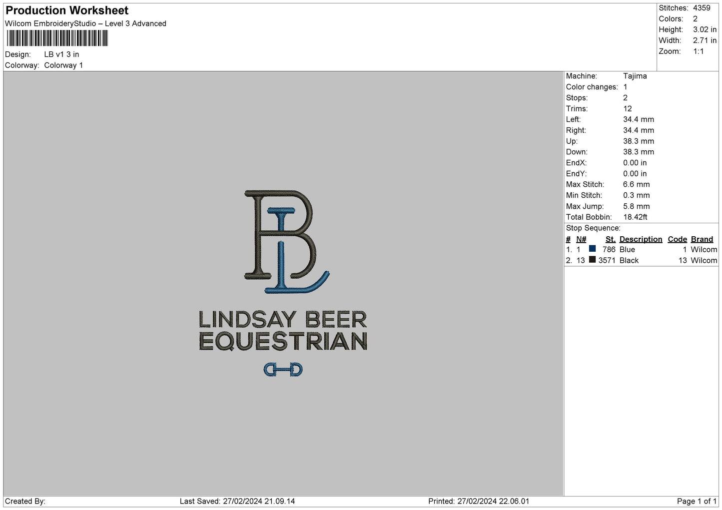 Lb V1 Embroidery File 6 sizes