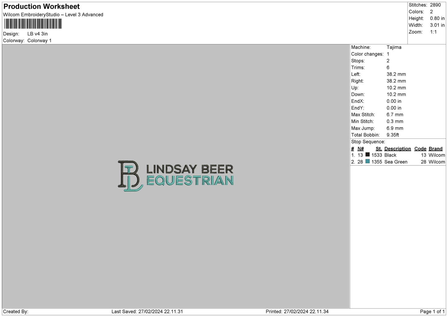 Lb V4 Embroidery File 6 sizes