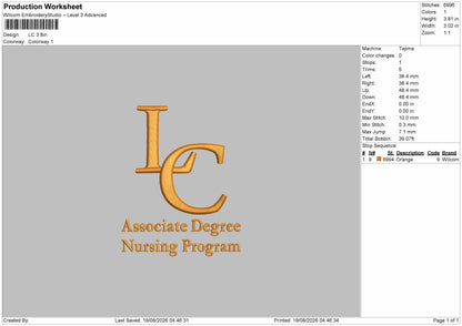 Lc Text Embroidery Machine Design File 6 sizes