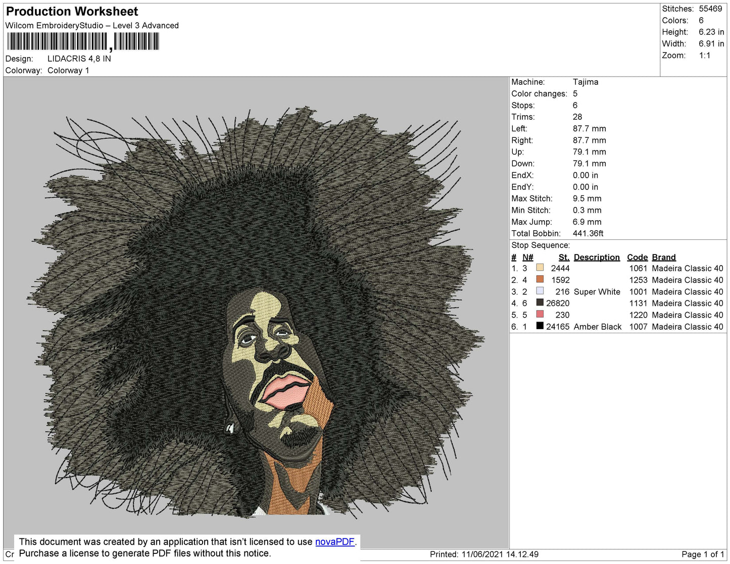 Lidacris Embroidery File 4 size