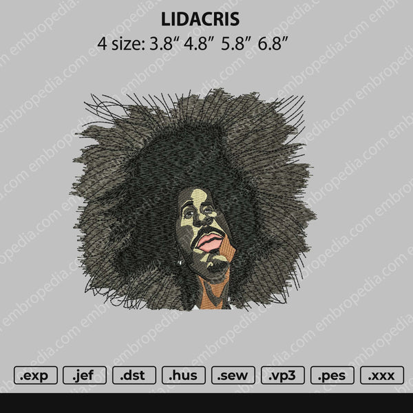 Lidacris Embroidery File 4 size