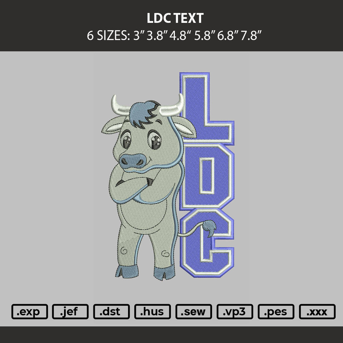 Ldc Text Embroidery Machine Design File 6 sizes