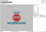 Leak Waterproofing Embroidery File 5 sizes