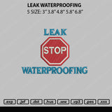 Leak Waterproofing Embroidery File 5 sizes