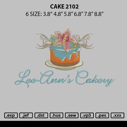 Cake 2102 Embroidery Machine Design File 6 sizes