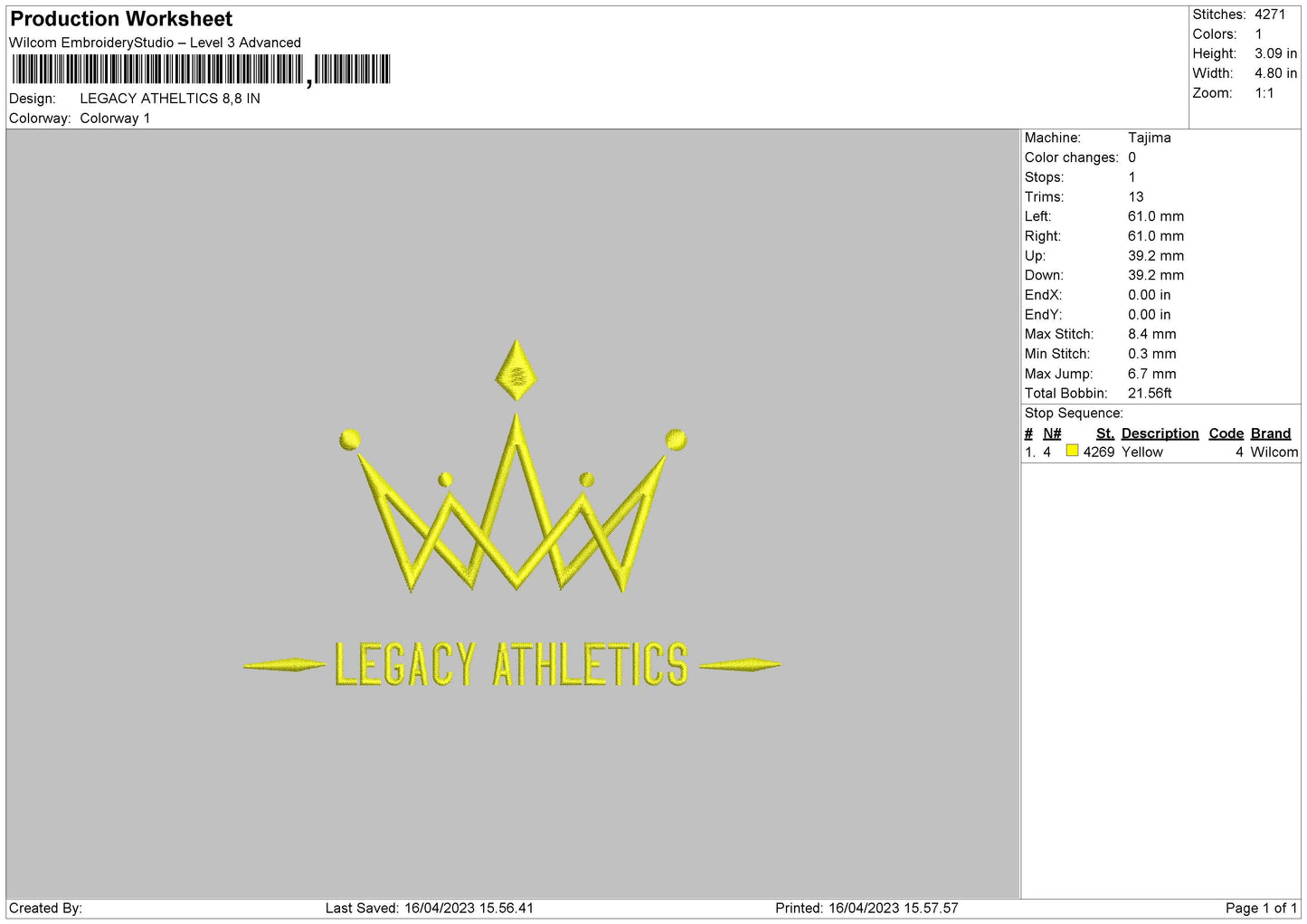 Legacy A Embroidery File 6 sizes