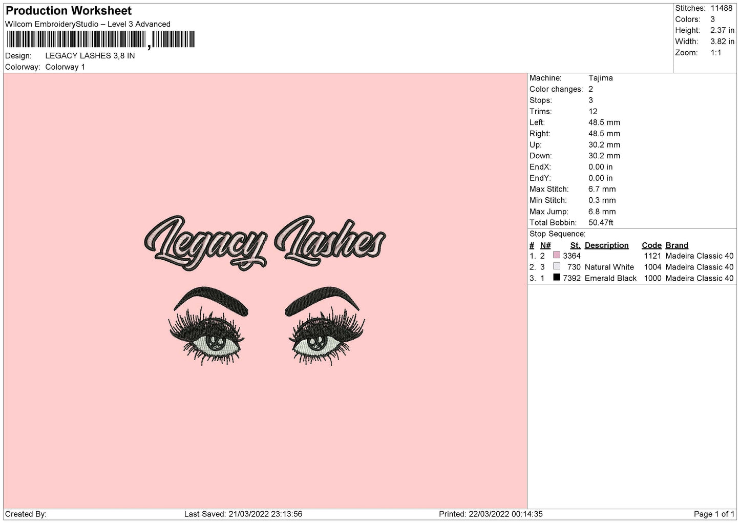 Legacy Lashes Embroidery File 4 size