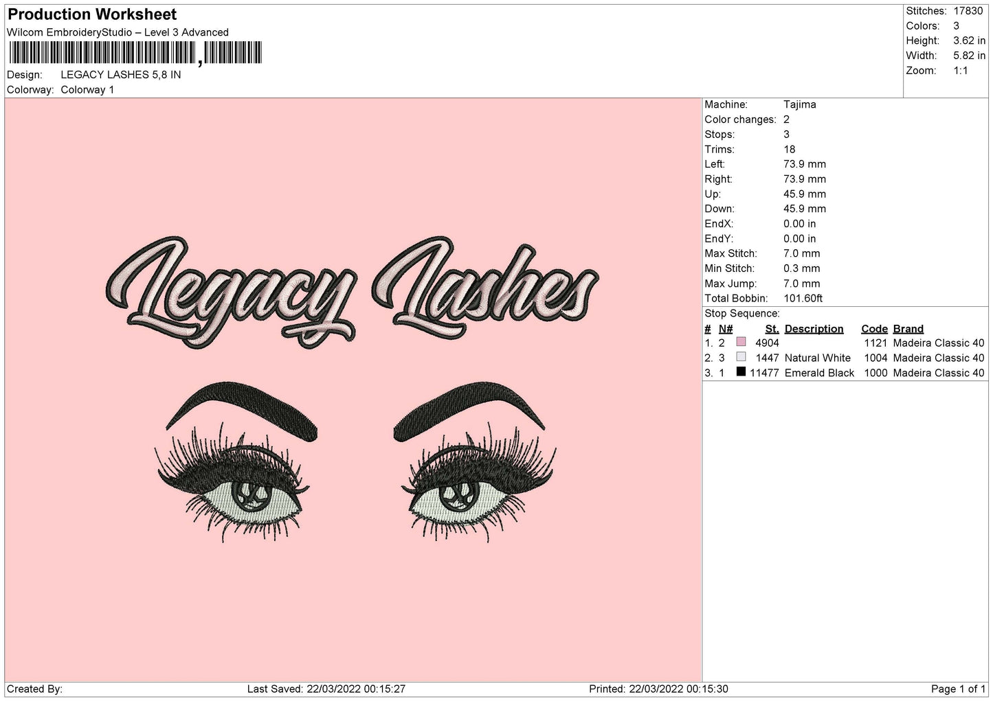 Legacy Lashes Embroidery File 4 size
