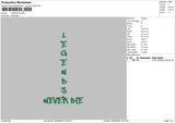 Legends Embroidery File 5 sizes
