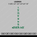 Legends Embroidery File 5 sizes