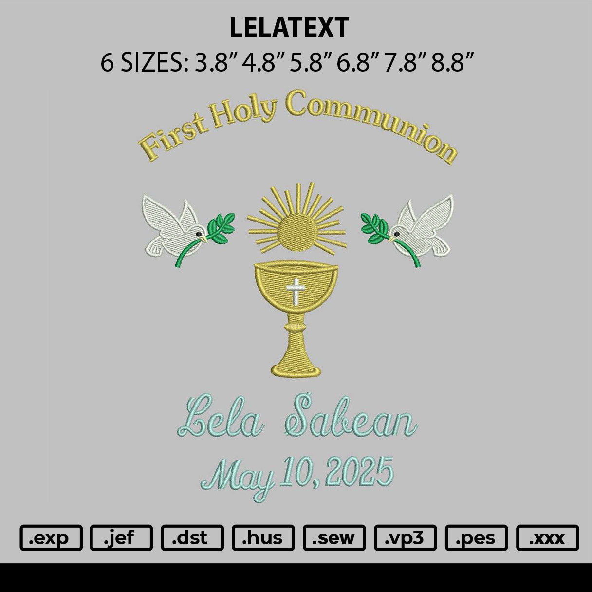 Lelatext Embroidery File 6 sizes