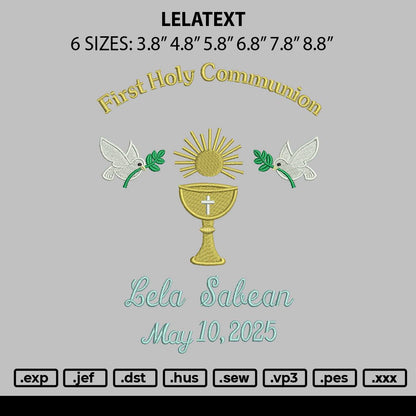 Lelatext Embroidery File 6 sizes