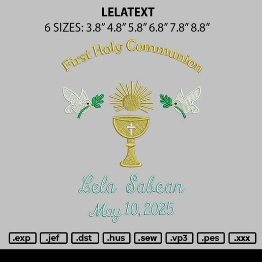 Lelatext Embroidery File 6 sizes