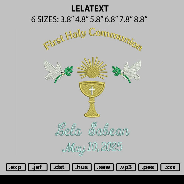 Lelatext Embroidery File 6 sizes