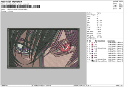 Lelouch Lamperouge Embroidery File 4 sizes