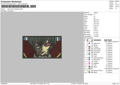 Lelouch Embroidery File 4 size