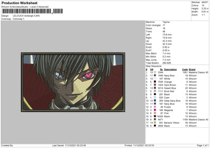 Lelouch Embroidery File 4 size