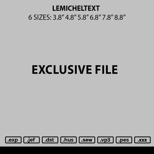 Lemincheltext Embroidery File 6 sizes