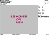 Mondetext Embroidery File 6 sizes