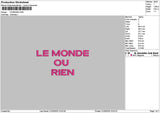 Mondetext Embroidery File 6 sizes