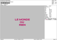 Mondetext Embroidery File 6 sizes