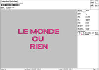 Mondetext Embroidery File 6 sizes