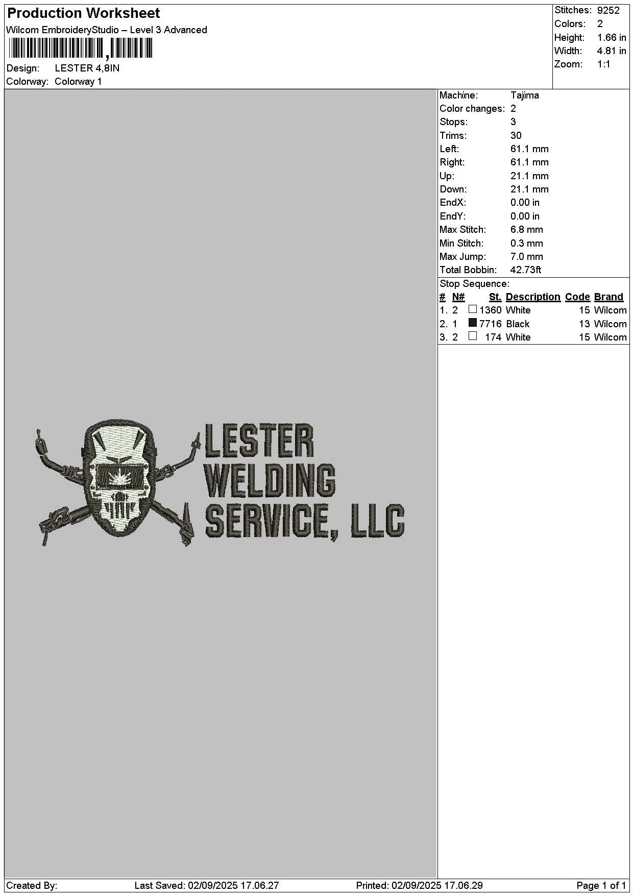 Lestertext Embroidery File 6 sizes