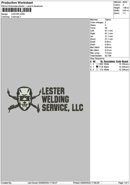 Lestertext Embroidery File 6 sizes