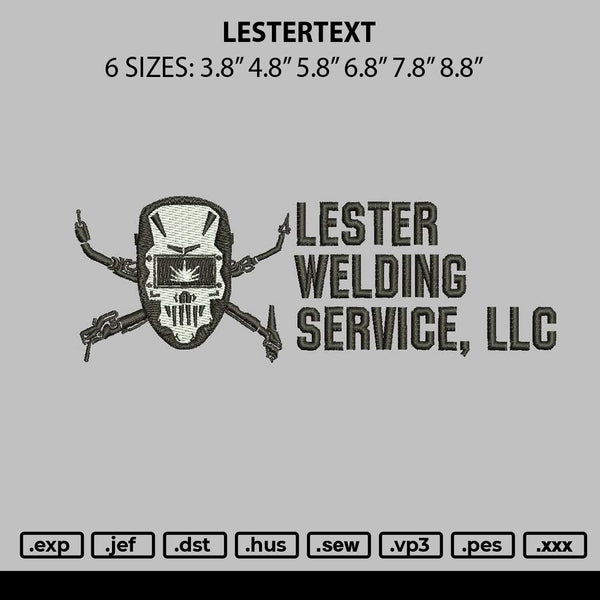 Lestertext Embroidery File 6 sizes