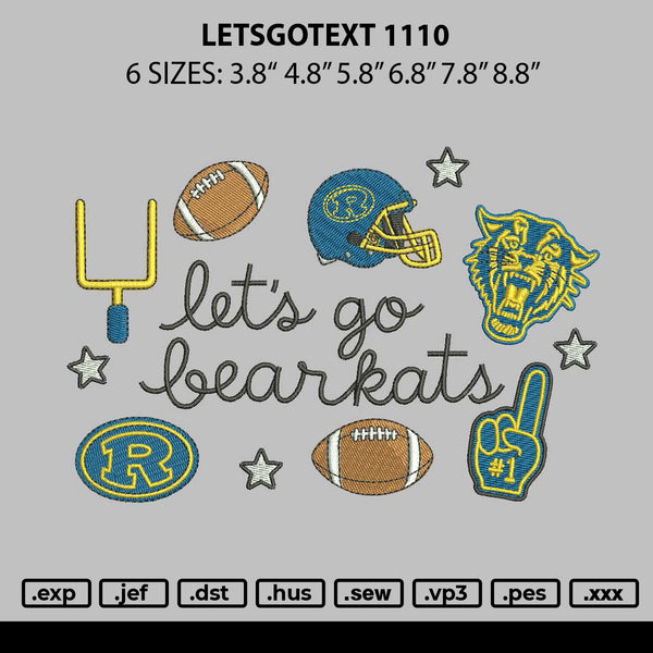 Letsgotext 1110 Embroidery File 6 sizes