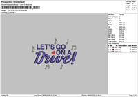Letsgo Text Embroidery File 6 sizes