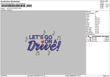 Letsgo Text Embroidery File 6 sizes