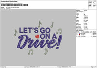 Letsgo Text Embroidery File 6 sizes