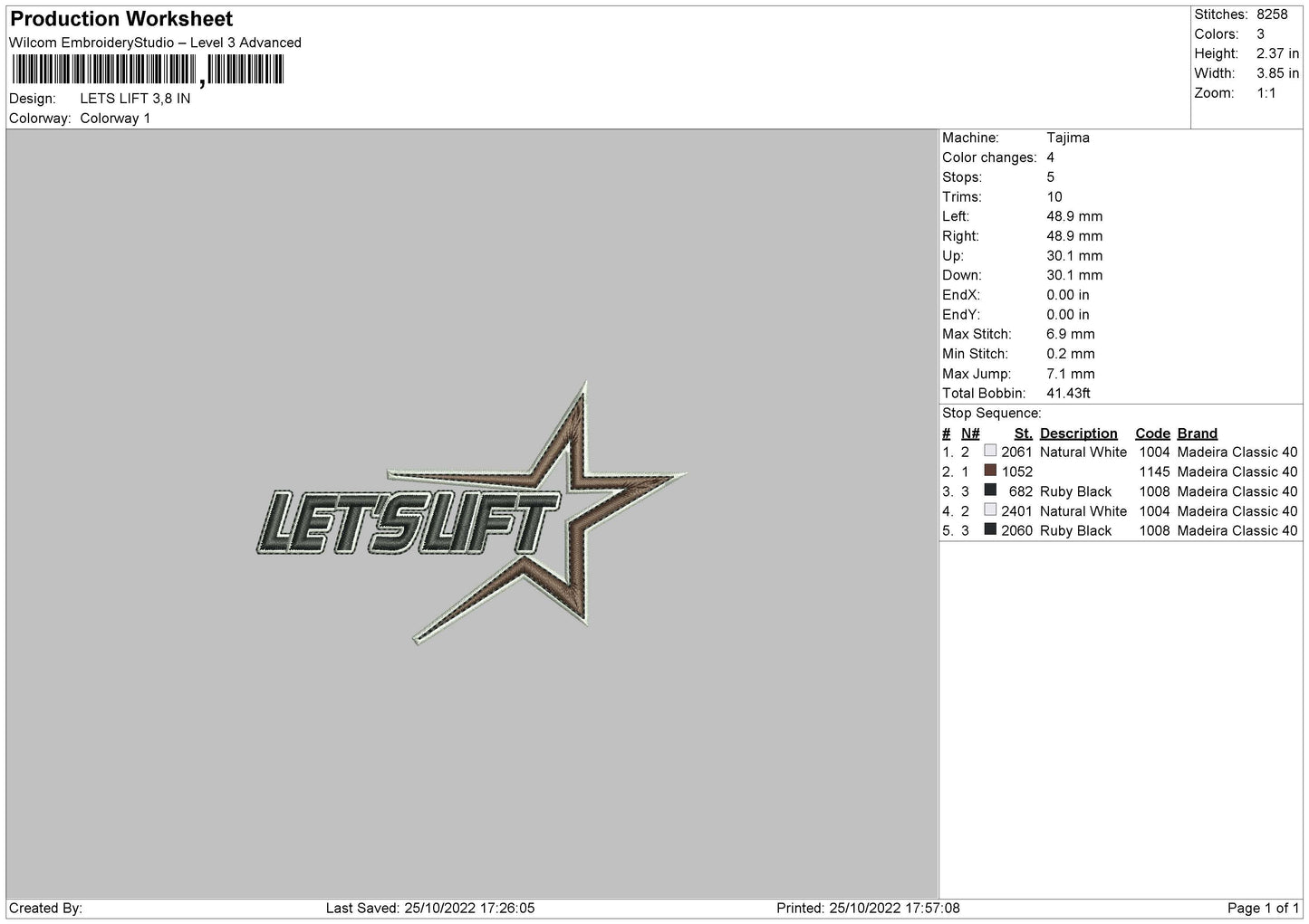 Lets Lift 02 Embroidery File 6 sizes