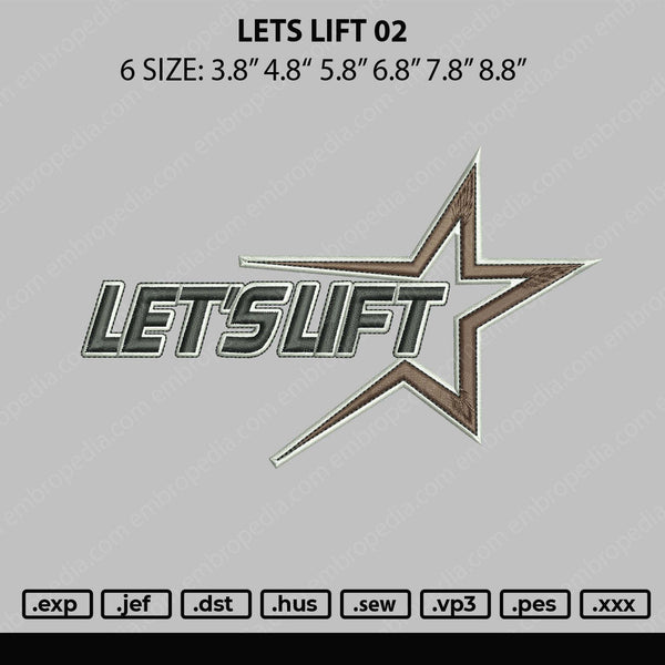 Lets Lift 02 Embroidery File 6 sizes