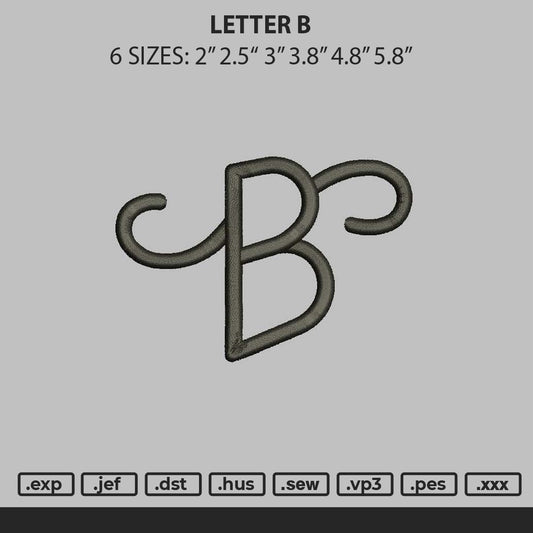 Letter B Embroidery File 6 sizes