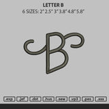 Letter B Embroidery File 6 sizes
