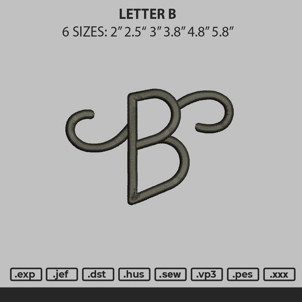 Letter B Embroidery File 6 sizes