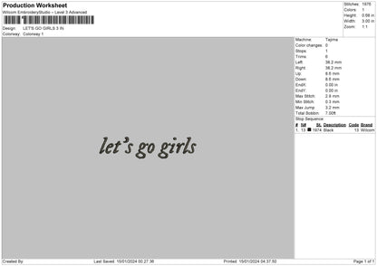 Girls Text Embroidery File 6 sizes